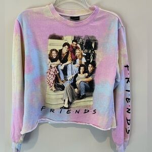 Friends TV Series Women’s Cropped Sweatshirt Small Raw Hem Tie Dye Jerry Leigh